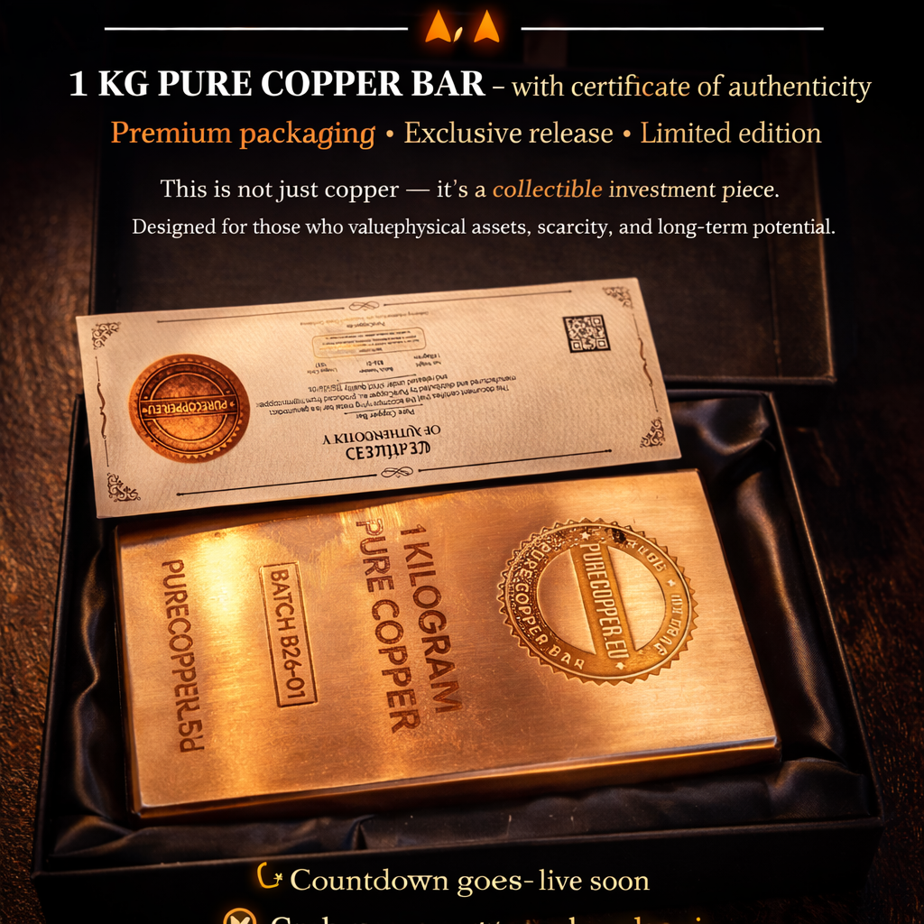 Pure Copper Bar 1 KG with certificate